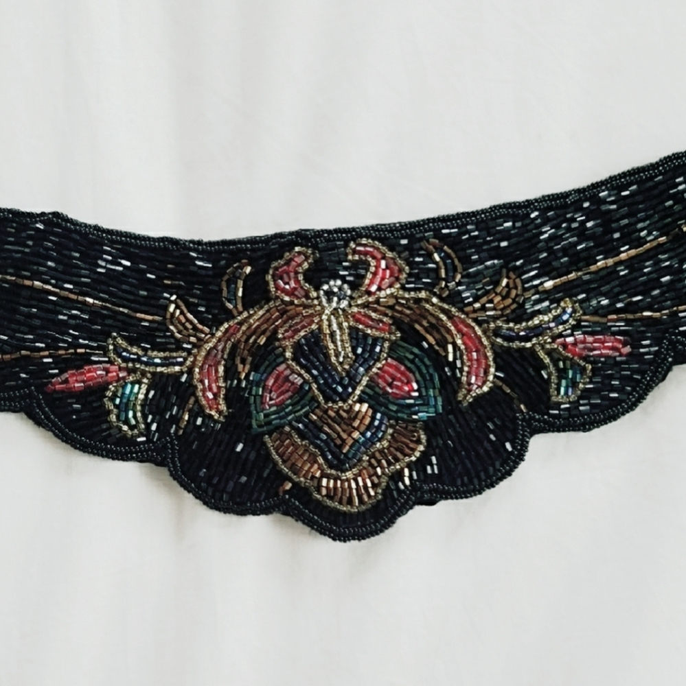 Stunning Vtg Beaded Sash Belt